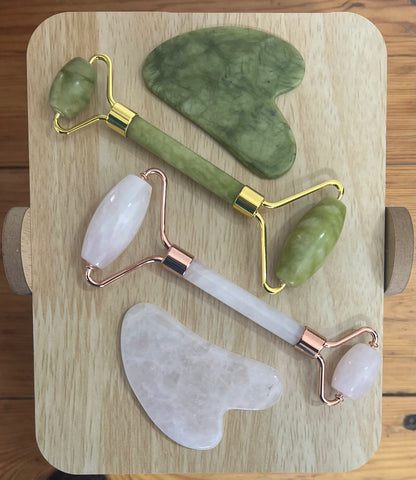 ALBÉ GUASHA NATURAL STONE JADE ROLLER MASSAGER - SET OF 2