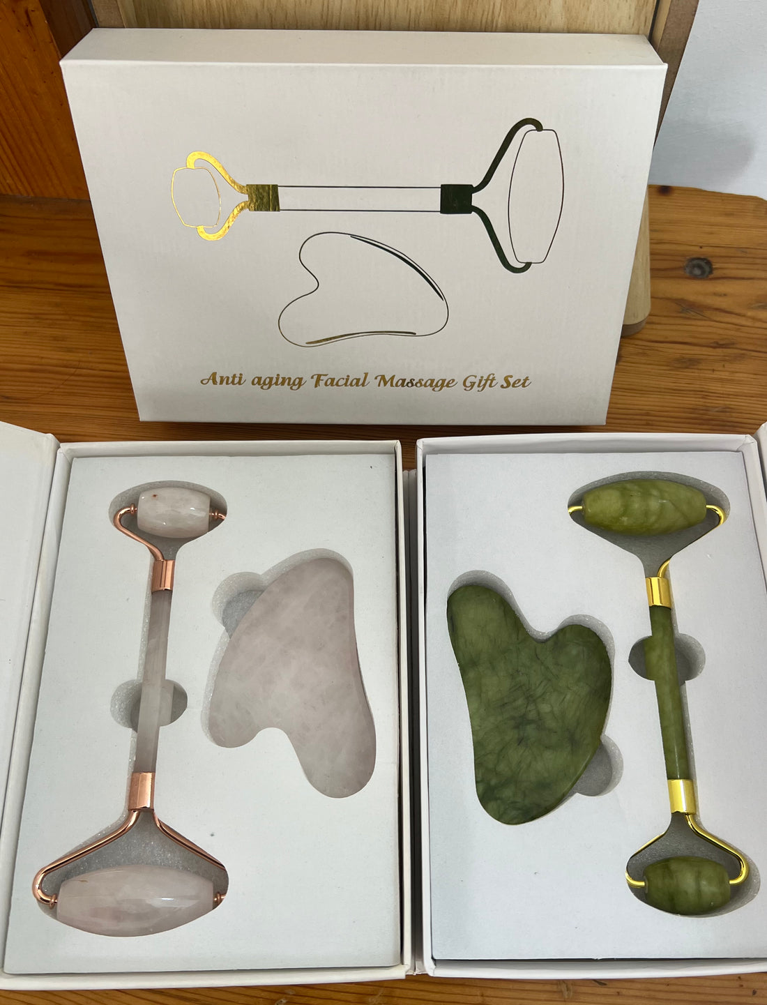 ALBÉ GUASHA NATURAL STONE JADE ROLLER MASSAGER - SET OF 2